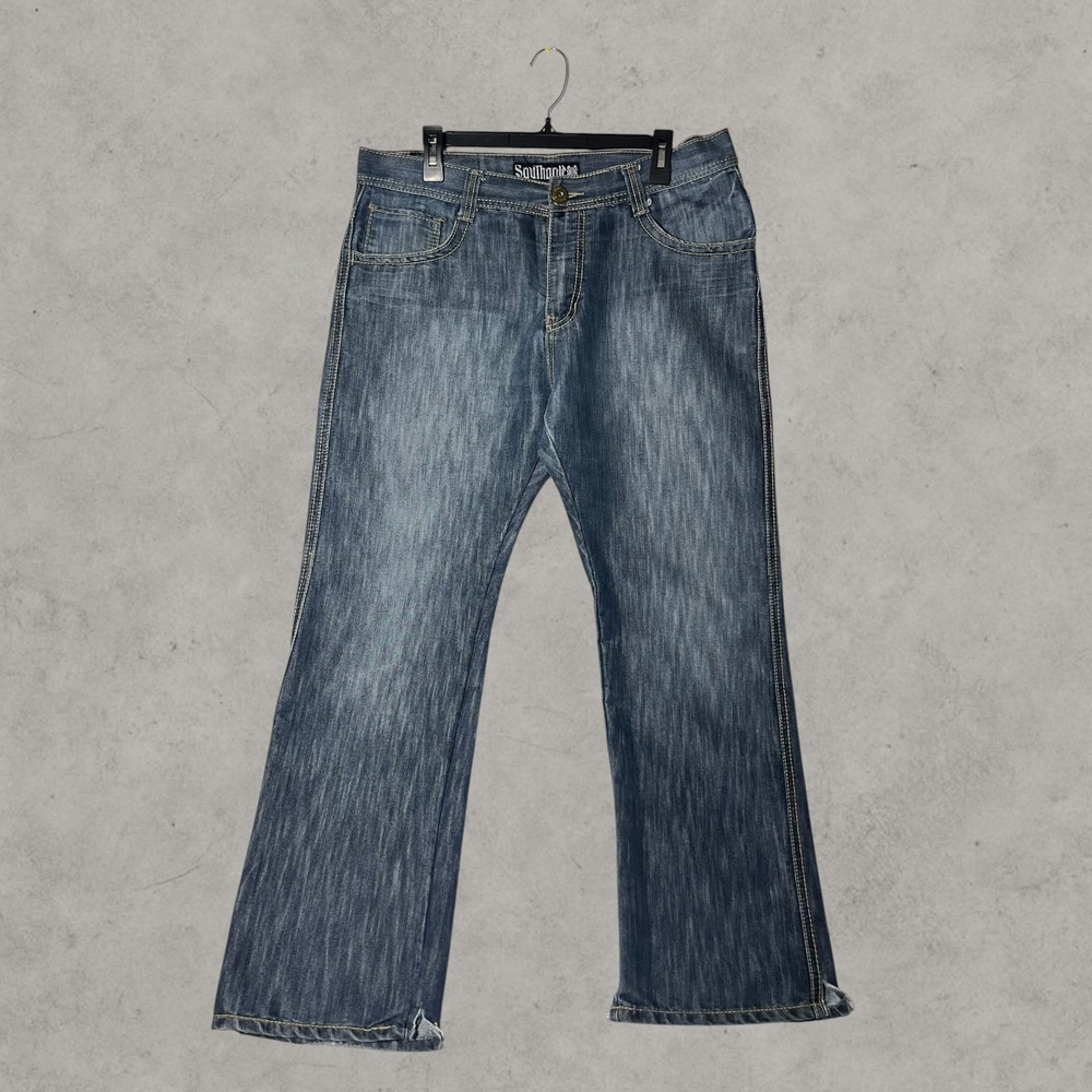 Southpole Mens Loose Fit Blue Jeans y2k Streetwear Embroidered Pockets Size 36